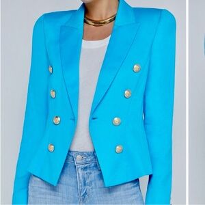 NWT L’AGENCE Bethany Double-Breasted Turquoise Blazer — Sz 4